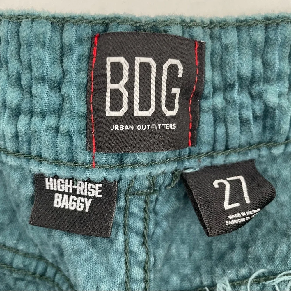 BDG Aqua Wide Ribbed Corduroy Pockets High Rise Baggy Cotton Blend Pants Casual - Picture 10 of 11